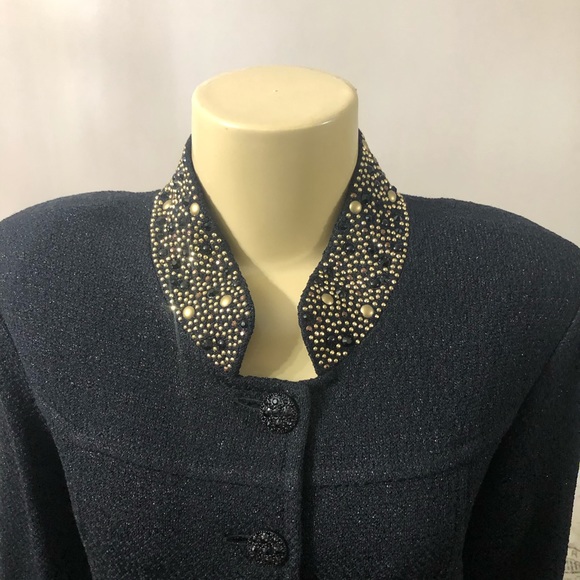 🌺🌺🌺🌺🌺St. John Black Shimmer Long Jacket NEW size 10 - Picture 4 of 7